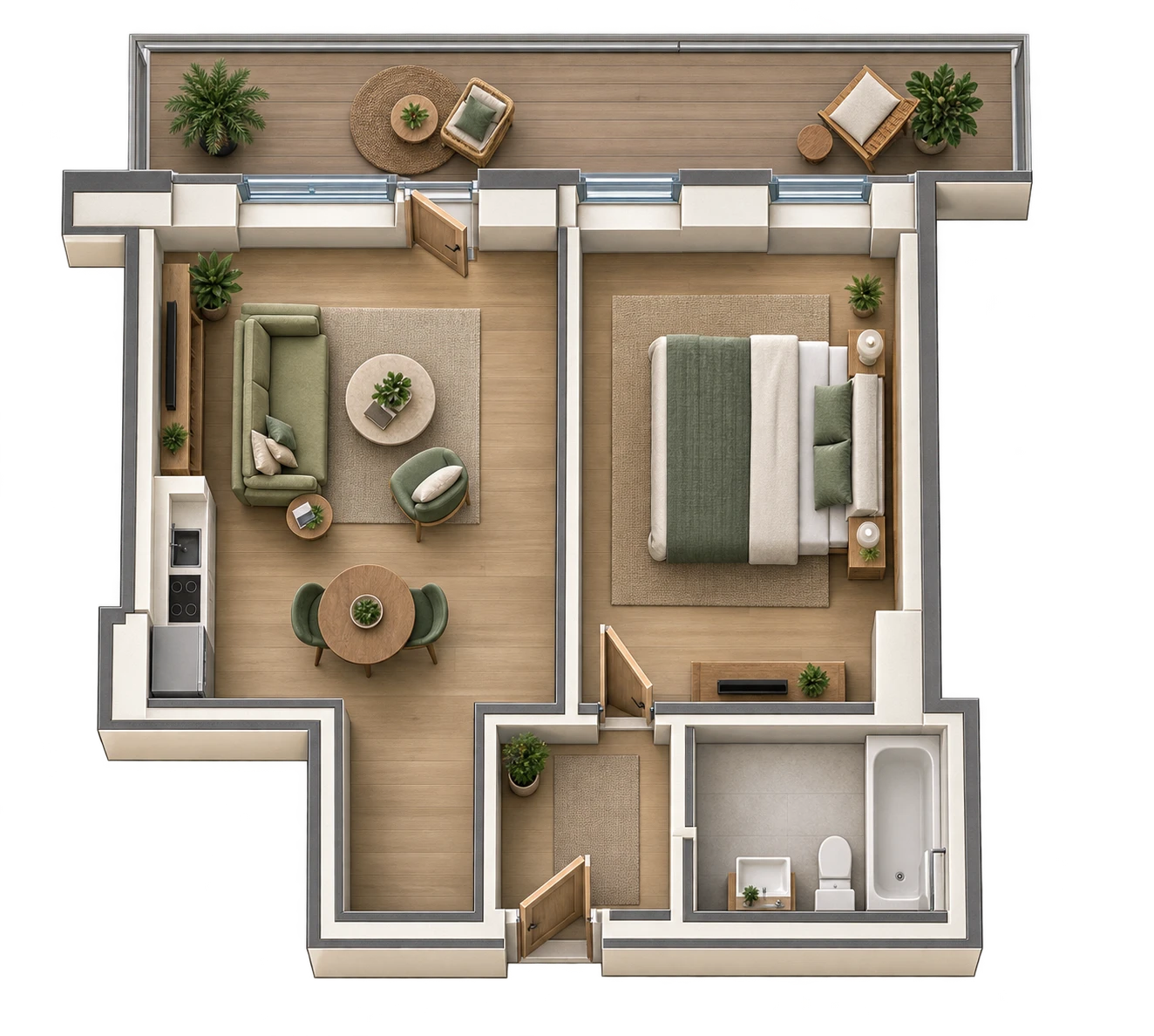 Plan 2 camere C1 / 100