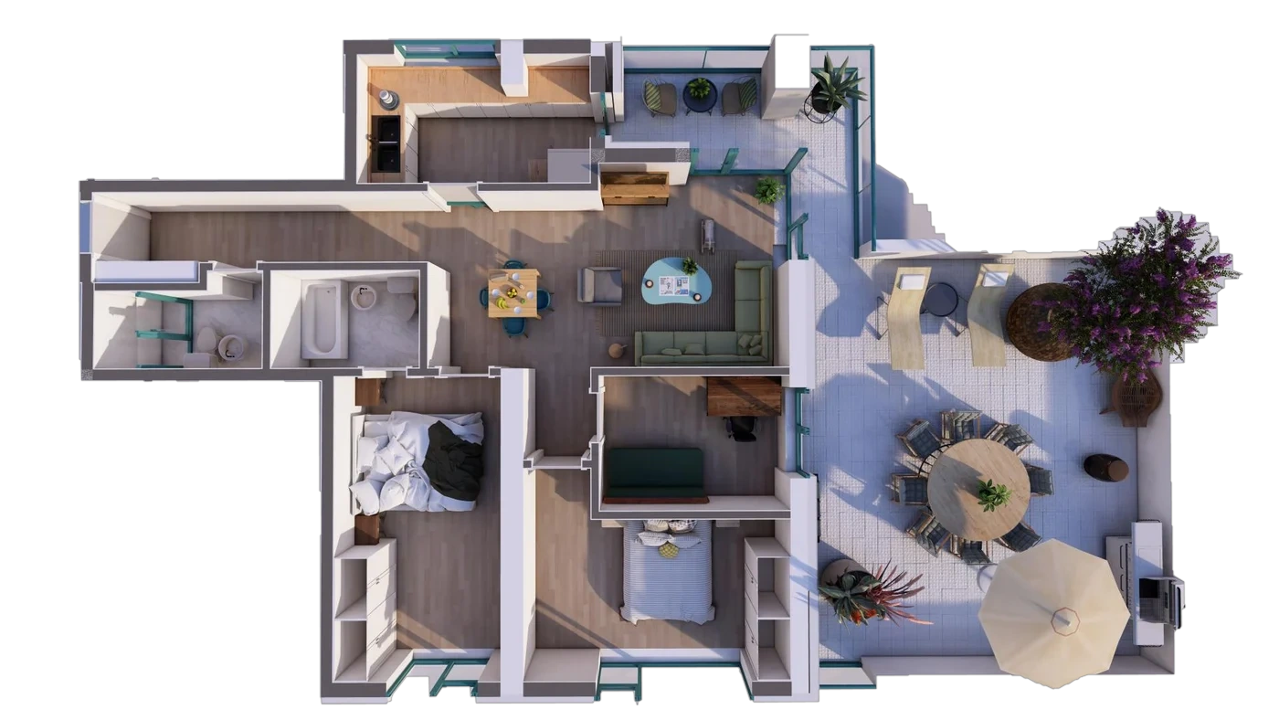 Plan 4 camere C1 / 15