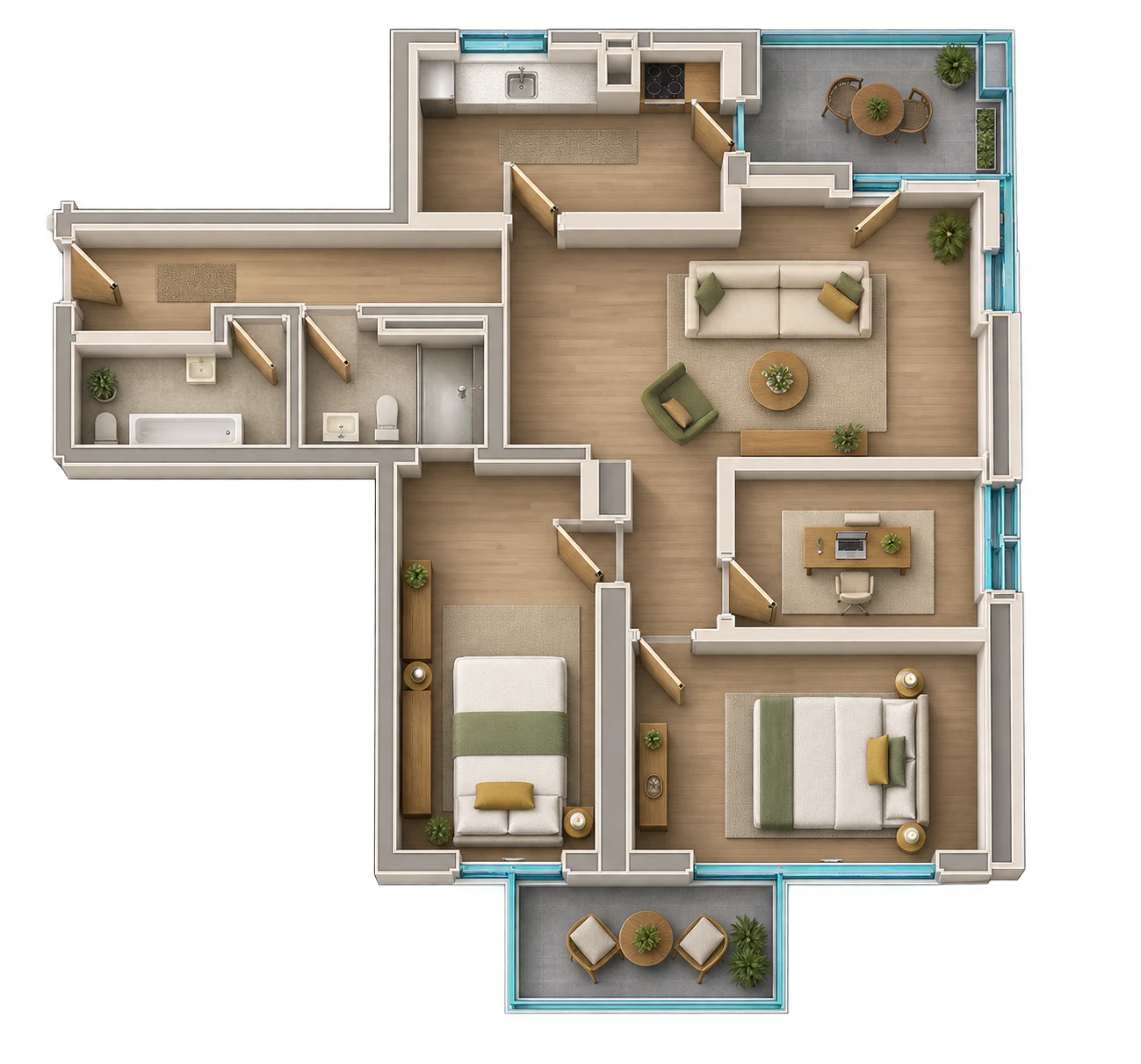 Plan 4 camere C1 / 30