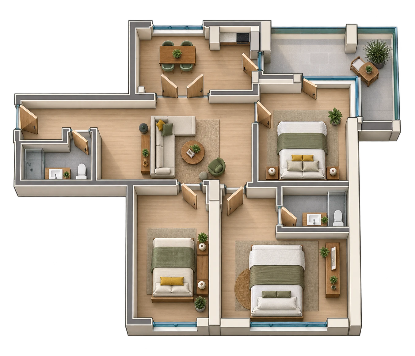 Plan 4 camere C1 / 4