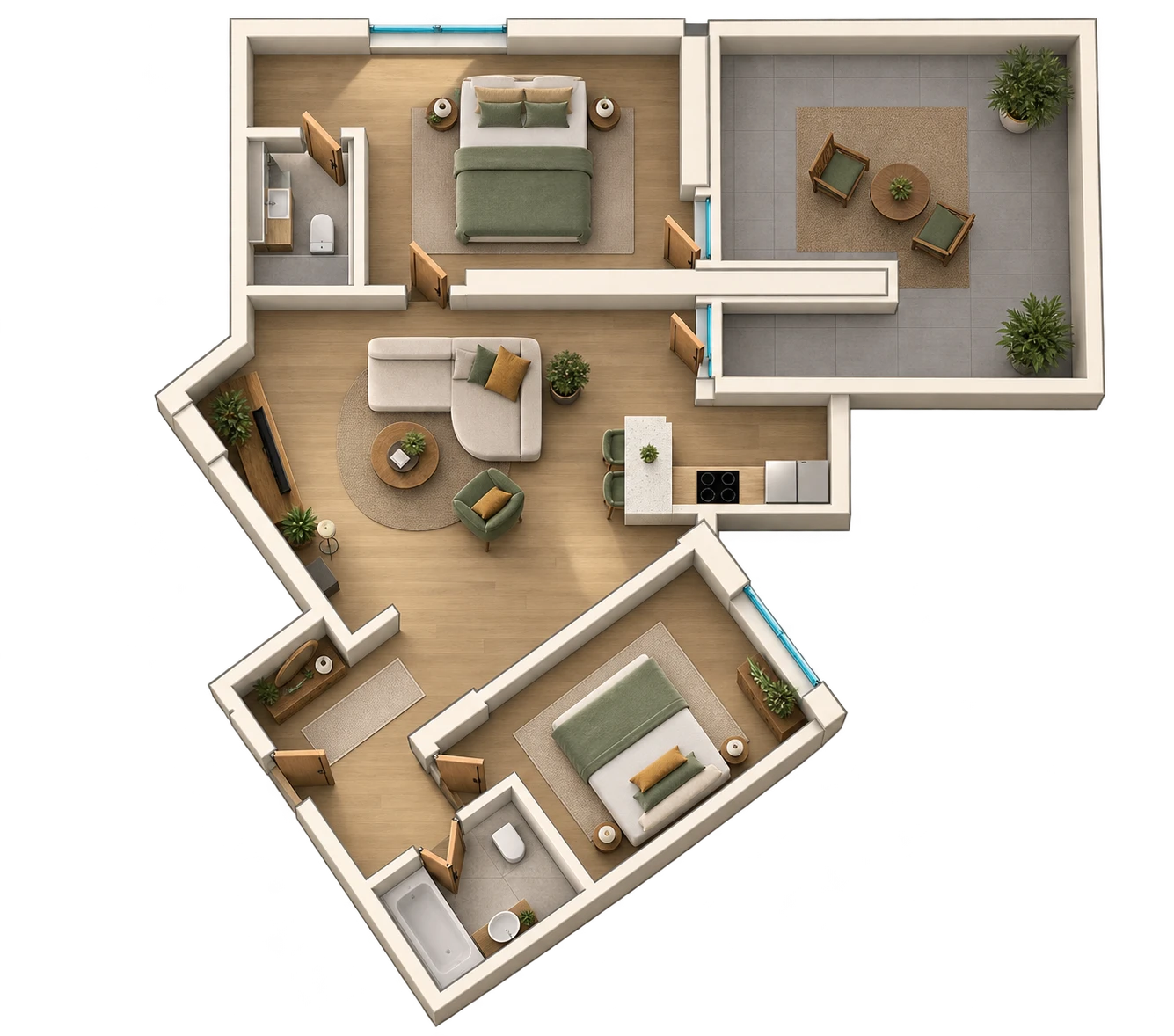Plan 3 camere C2 / 10