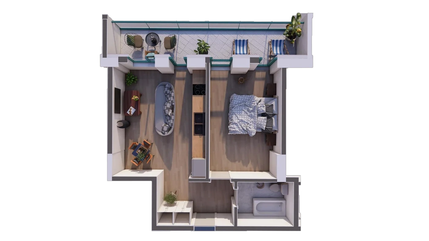 Plan 2 camere C2 / 102