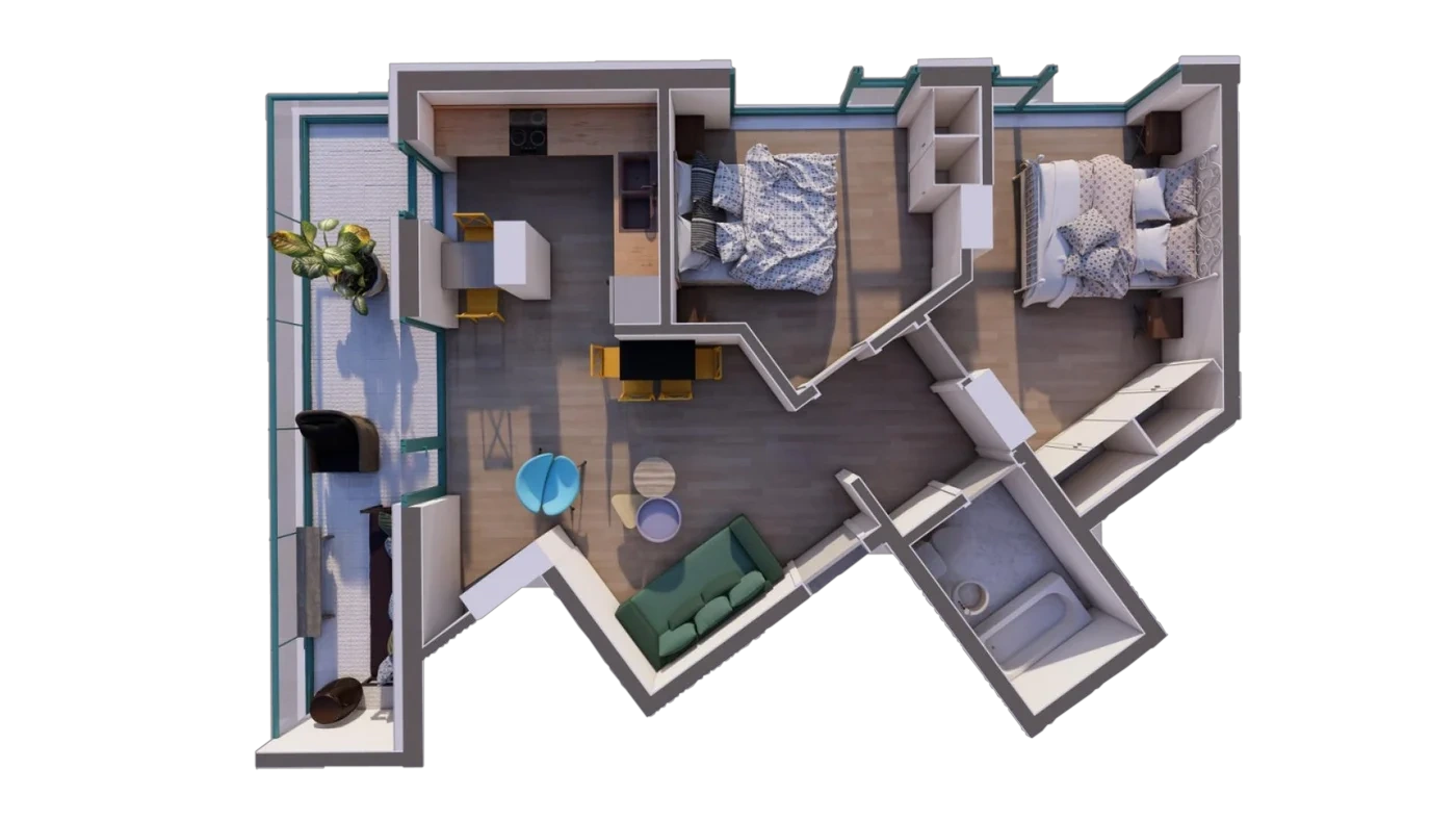 Plan 3 camere C2 / 104