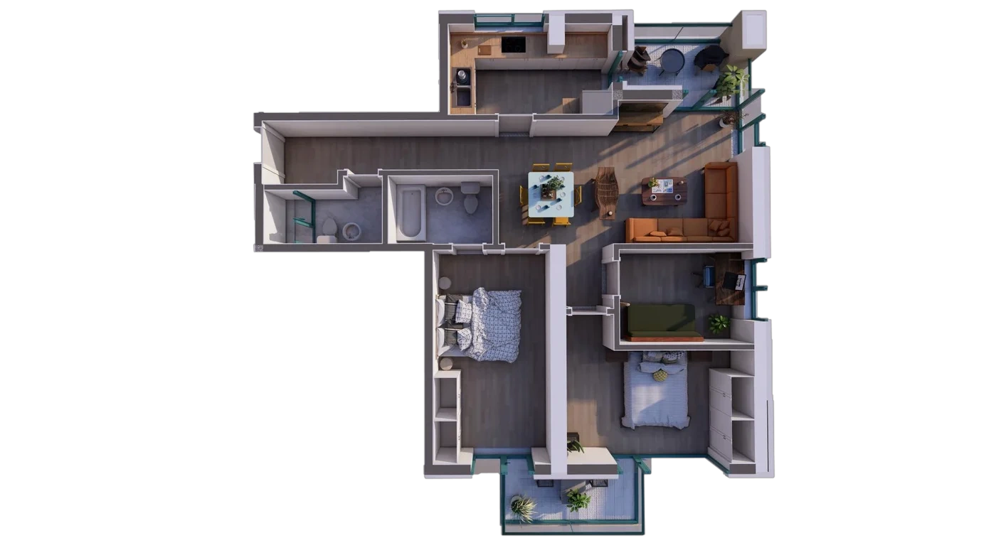 Plan 4 camere C2 / 15