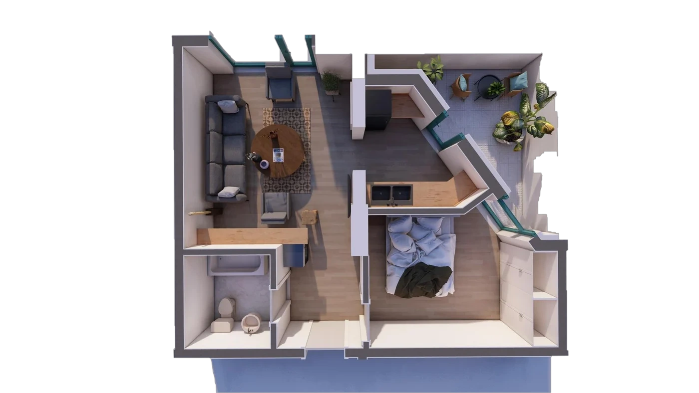 Plan 2 camere C2 / 3