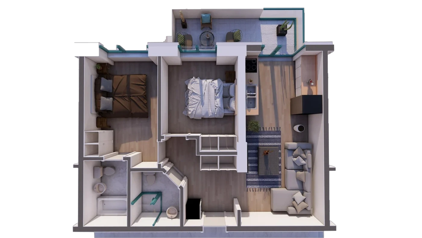 Plan 3 camere C2 / 30
