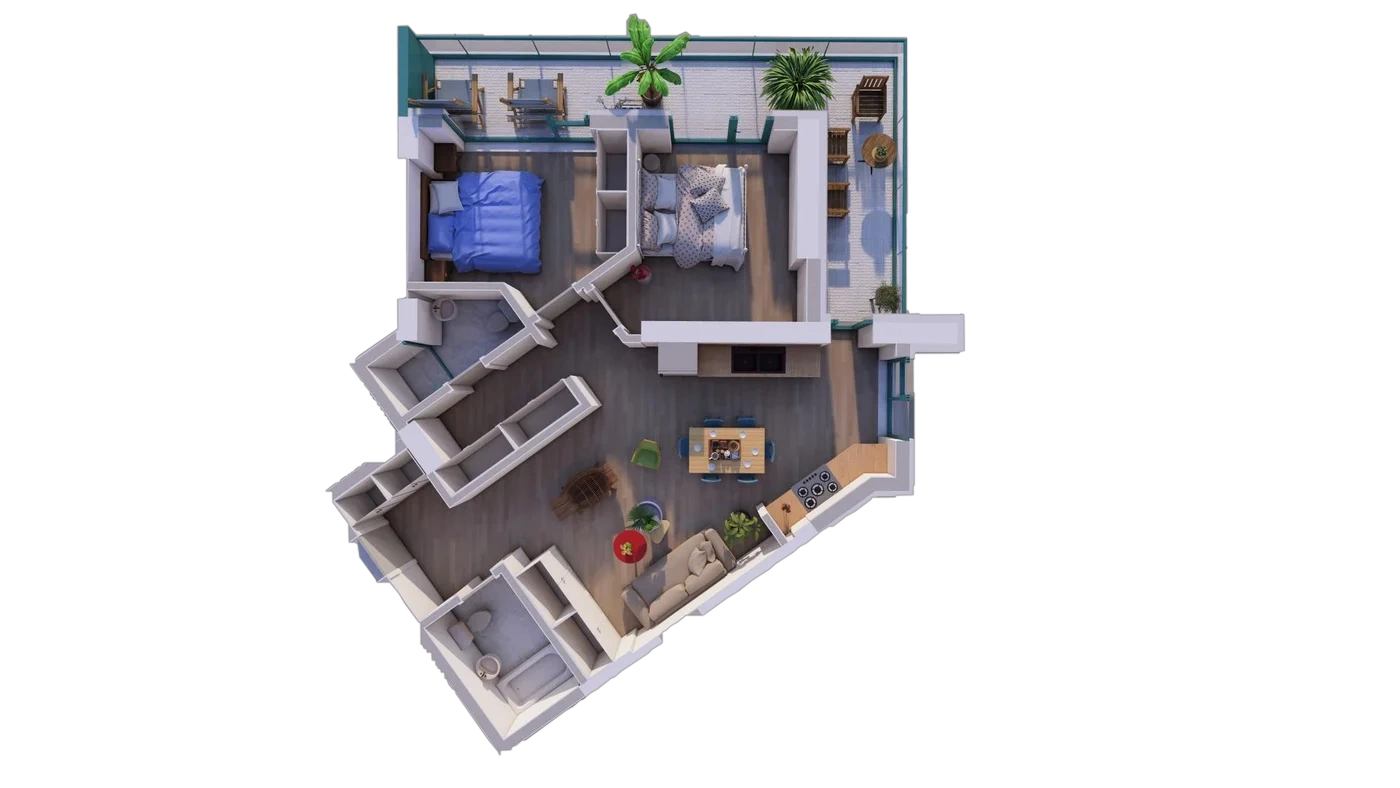 Plan 3 camere C2 / 76