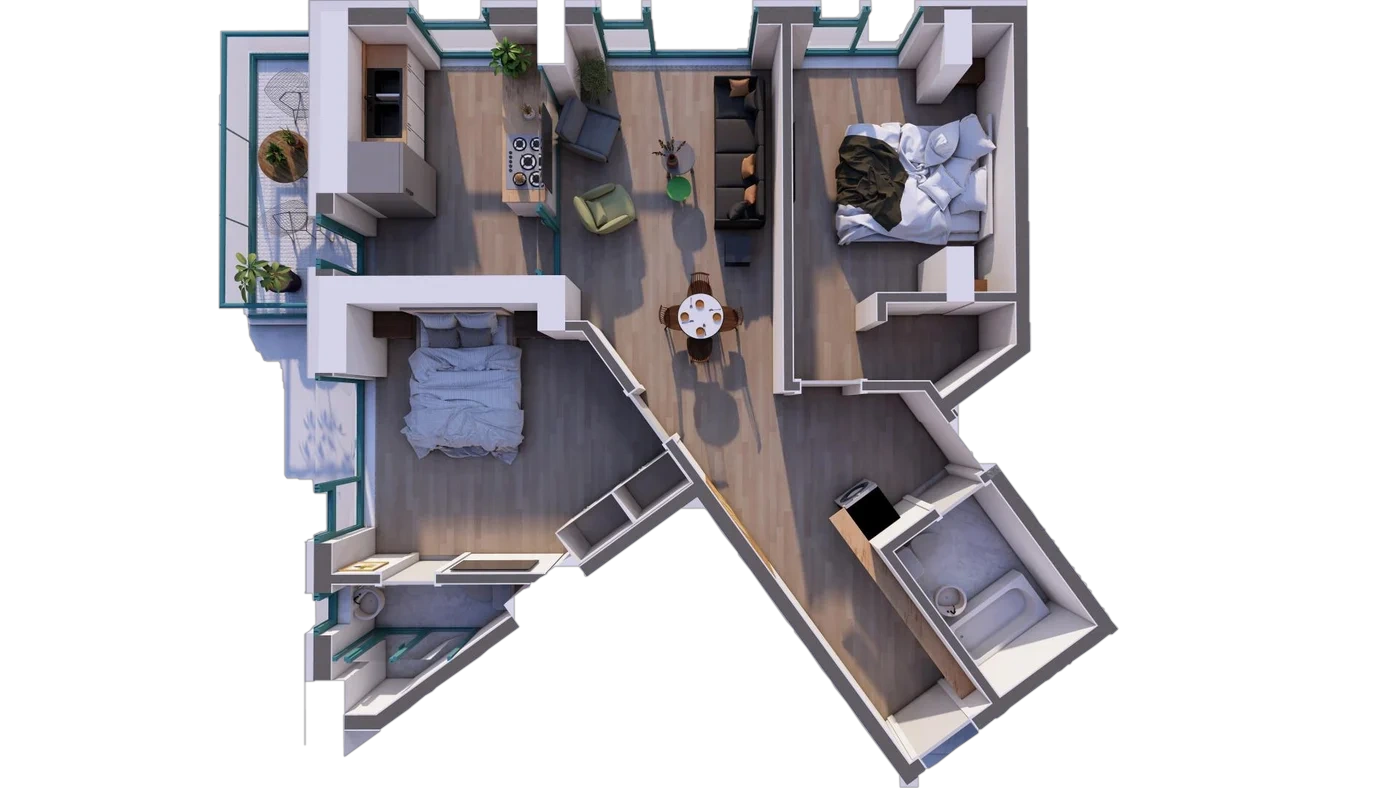 Plan 3 camere C2 / 9